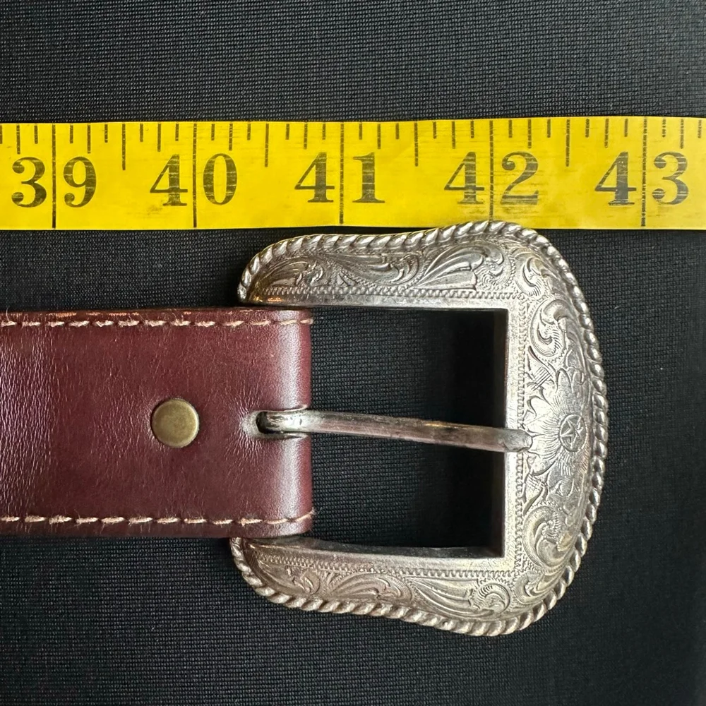 Men's Noona Brown Leather Belt with Silver Buckle